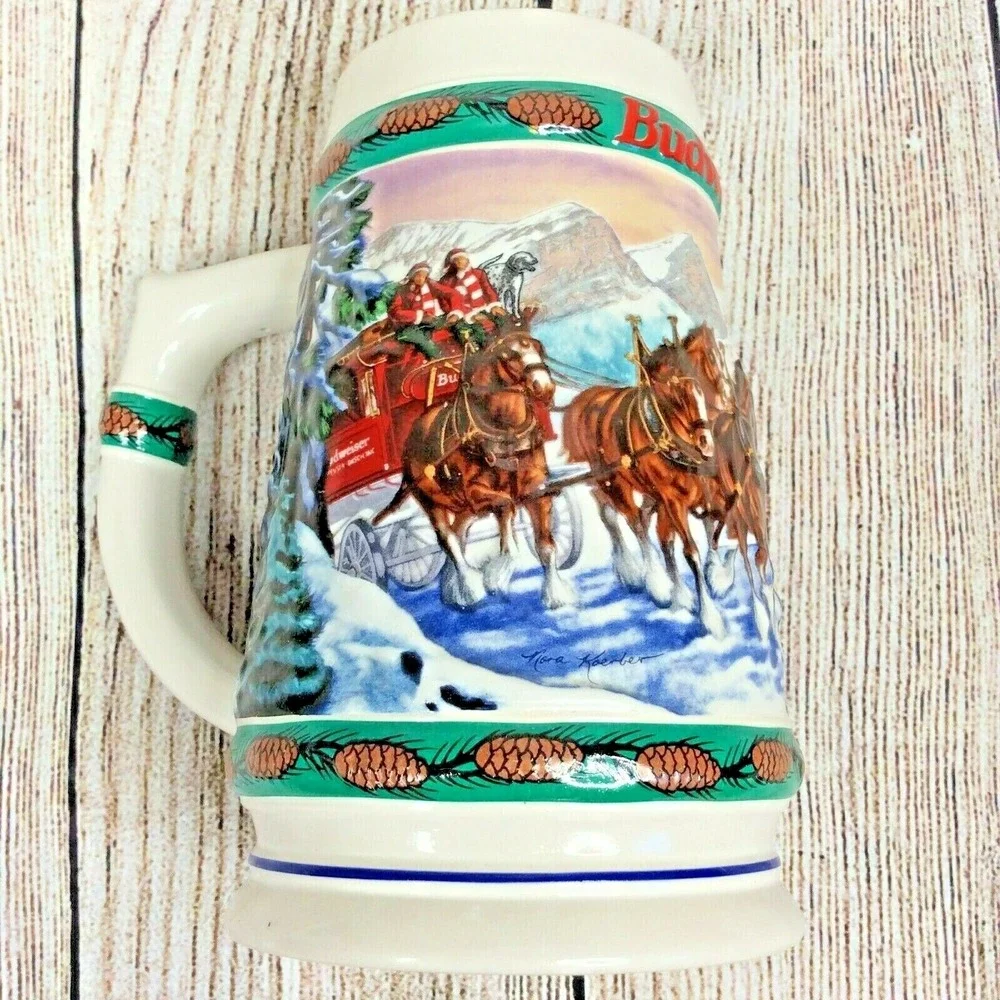 1993 Budweiser Holiday Stein Beer‎ Mug Special Delivery Vintage Horses